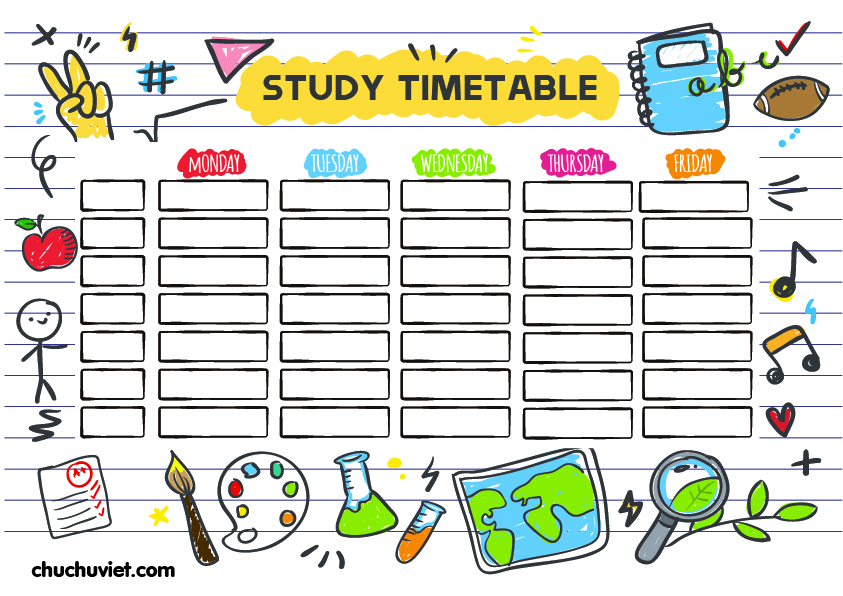 Free 10 Template Study Timetable