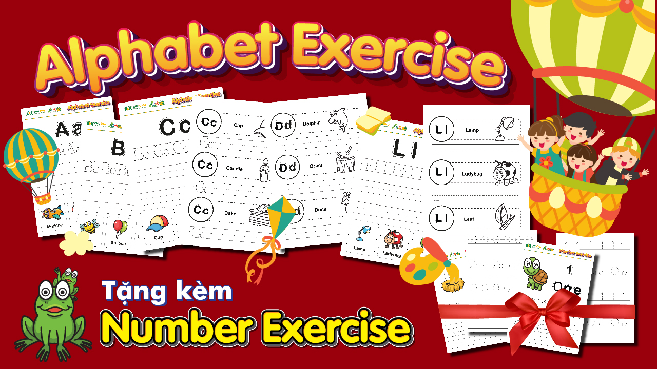 Worksheet Alphabet Exercise tặng kèm Number Exercise